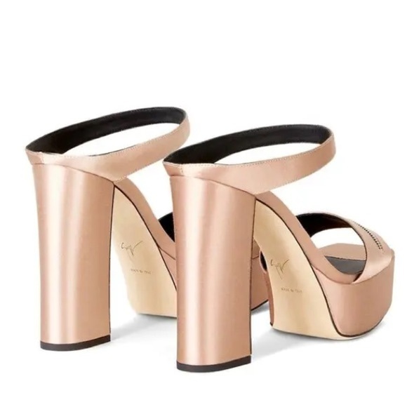 New Giuseppe Zanotti Tytania Satin Mule Sandals Zipper Toes Platform Heels Sz 40 - Picture 4 of 16